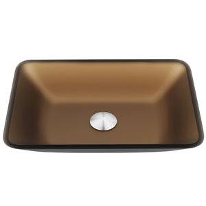 Lavabo de salle de bain rectangulaire en verre ambré Sottile par VIGO 18 po x 13 po x 4 po