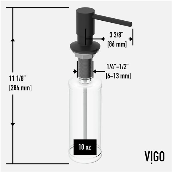 VIGO Bolton 10 oz. Matte Black Kitchen Soap Dispenser