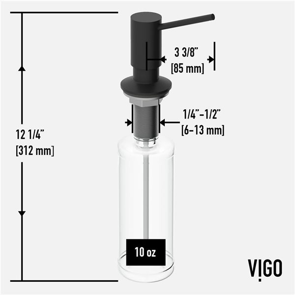 VIGO Braddock 10 oz. Matte Black Kitchen Soap Dispenser