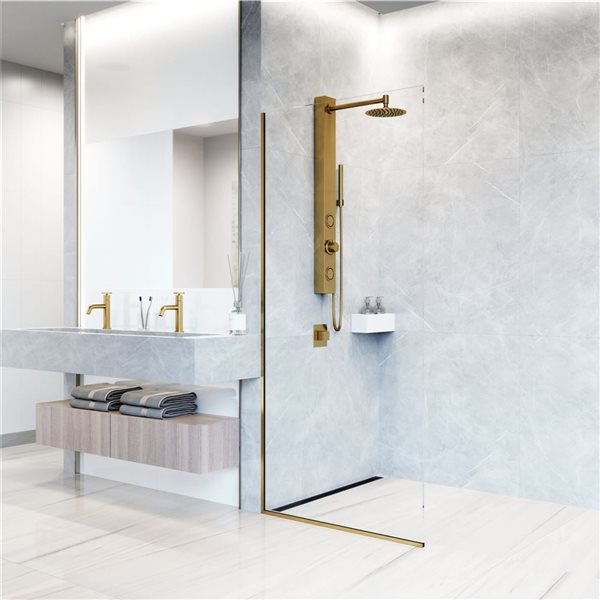 VIGO Gardenia&nbsp;39 x&nbsp;4-in W&nbsp;2-Jet High-Pressure Shower Panel System with Round Fixed Rain Shower Head - Matte Brushed Gold
