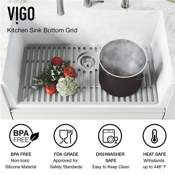 VIGO&nbsp;15-in D x&nbsp;28-in W silicone VIGO Bottom Grid for Single Bowl Kitchen Sink - Grey