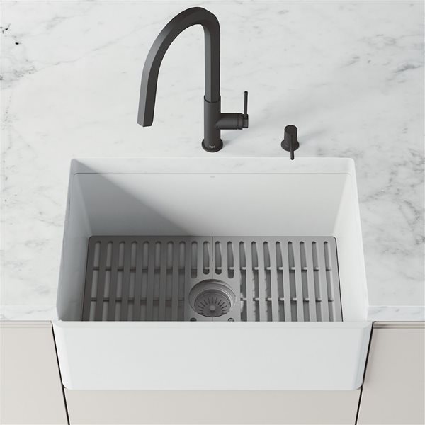VIGO&nbsp;15-in D x&nbsp;24-in W silicone VIGO Bottom Grid for Single Bowl Kitchen Sink - Grey