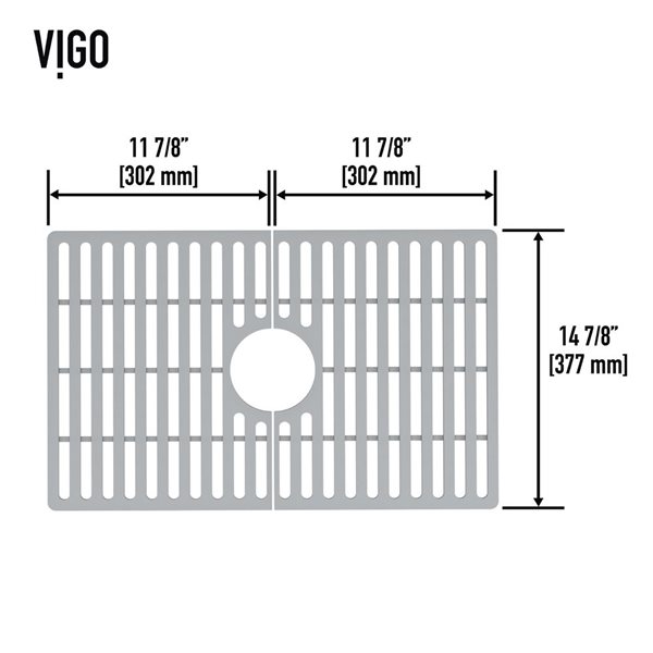 VIGO&nbsp;15-in D x&nbsp;24-in W silicone VIGO Bottom Grid for Single Bowl Kitchen Sink - Grey
