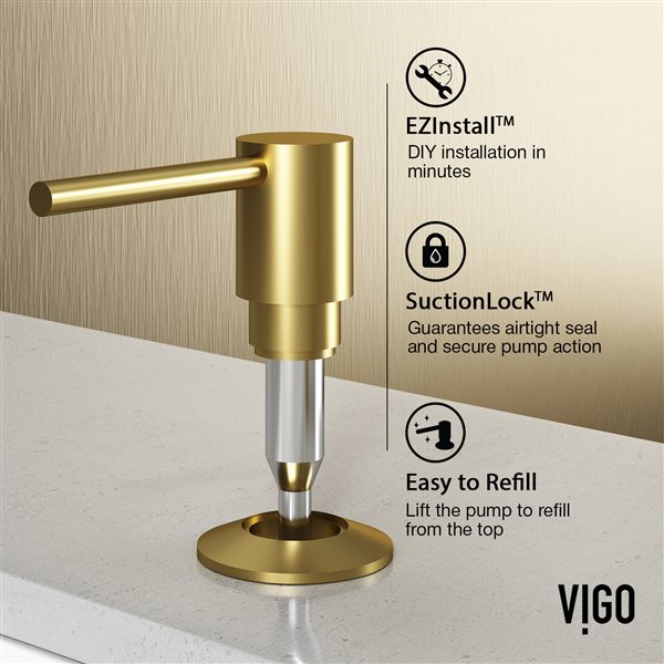 VIGO Bolton&nbsp;10 oz Kitchen Soap Dispenser - Matte Brushed Gold