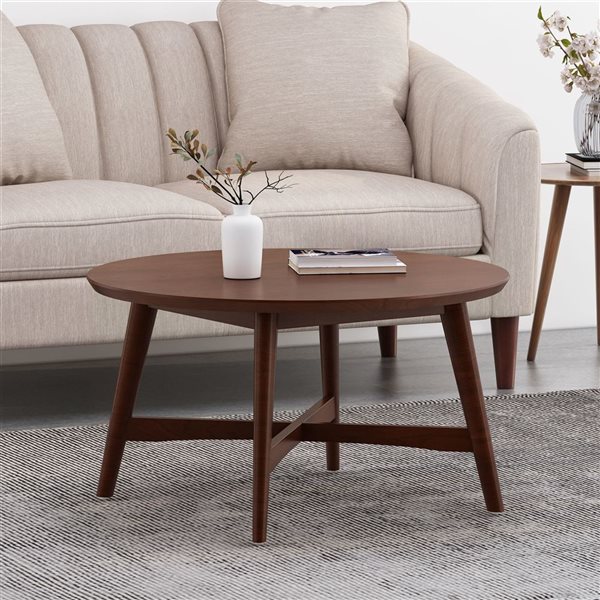 Cape Crack Round Coffee Table with X-Cross Base