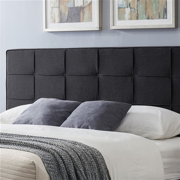 Cape Crack King-size Upholstered Platform Bed Frame with Contemporary Tufted Waffle Stitching, Easy Assembly, Black