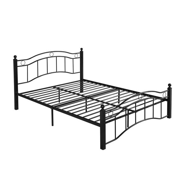 Cape Crack King Size Metal Bed Frame, Under Bed Storage Space, No Box Spring Needed, Durable Use, Black