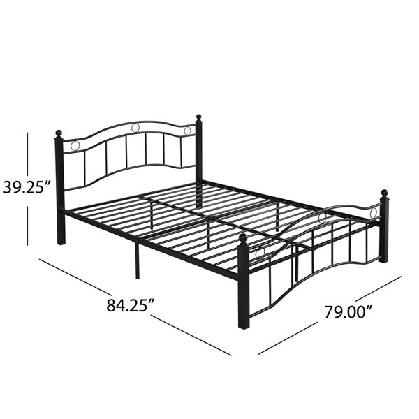 Cape Crack King Size Metal Bed Frame, Under Bed Storage Space, No Box Spring Needed, Durable Use, Black