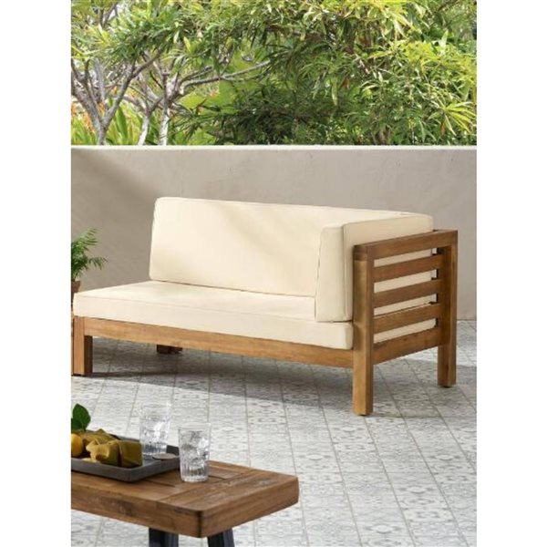 Cape Crack Oana Beige Outdoor Wooden Sectional Set with Cushions