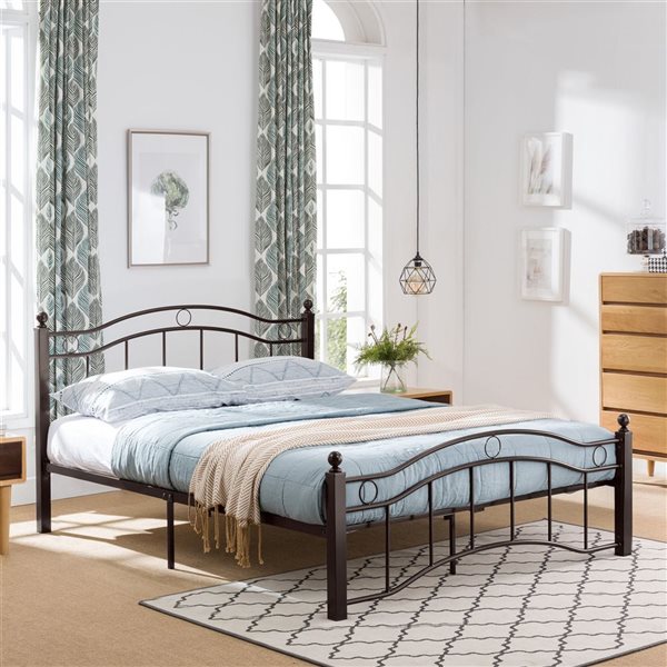 Cape Crack King Size Metal Bed Frame, Under Bed Storage Space, No Box Spring Needed, Durable Use, Copper