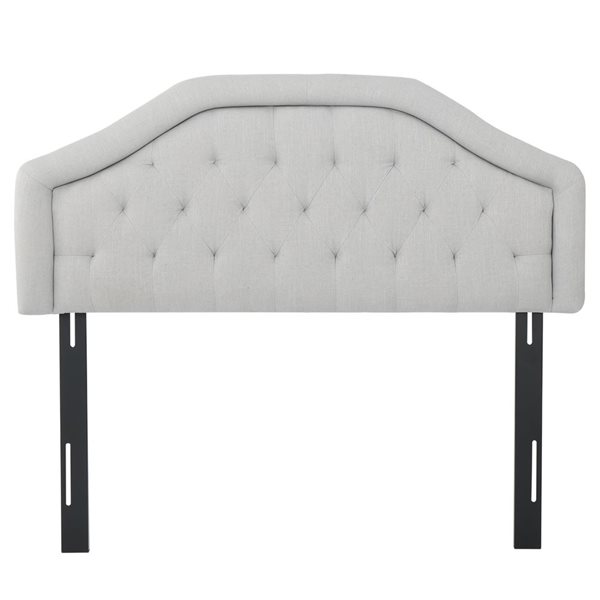 Cape Crack Upholstered Headboard, Diamond Tufted Design For Full Size Bed, Arched Structure, Easy assembly, Light Grey