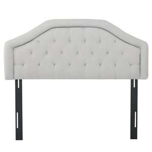 Cape Crack Upholstered Headboard, Diamond Tufted Design For Full Size Bed, Arched Structure, Easy assembly, Light Grey