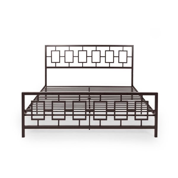 Cape Crack Classic King Size Metal Bed Frame with Vintage Headboard, No Box Spring Required, Under Bed Storage, Copper