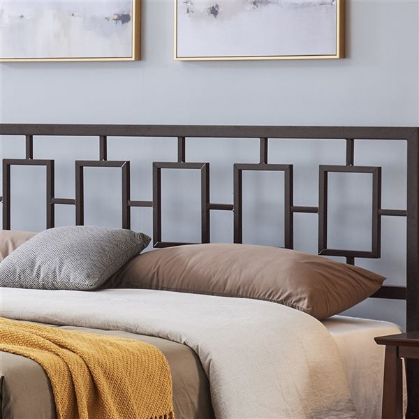 Cape Crack Classic King Size Metal Bed Frame with Vintage Headboard, No Box Spring Required, Under Bed Storage, Copper