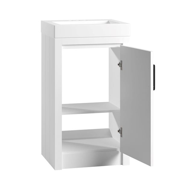 Craft + Main Baxwell 20-in White Bathroom Vanity w/ Integrated Marble Sink and Slow Close Door