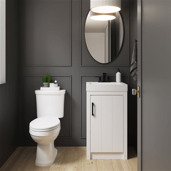 Craft + Main Baxwell 20-in White Bathroom Vanity w/ Integrated Marble Sink and Slow Close Door