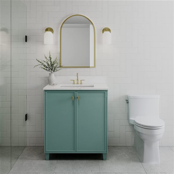 Craft + Main Carleigh 31-in Green Bathroom Vanity w/ Engineered Stone Top and 2 Doors