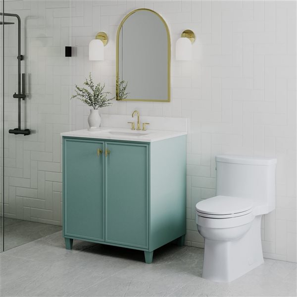 Craft + Main Carleigh 31-in Green Bathroom Vanity w/ Engineered Stone Top and 2 Doors