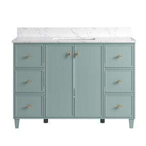 Craft + Main Carleigh 49-in Green Bathroom Vanity w/ Engineered Stone Top 2 Doors and 6 Drawers