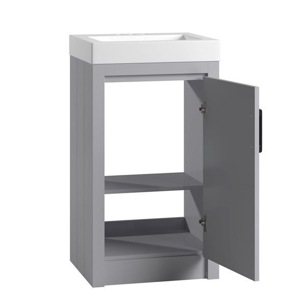 Craft + Main Baxwell 20-in Grey Bathroom Vanity w/ 1 Integrated Marble Sink and Slow Close Door