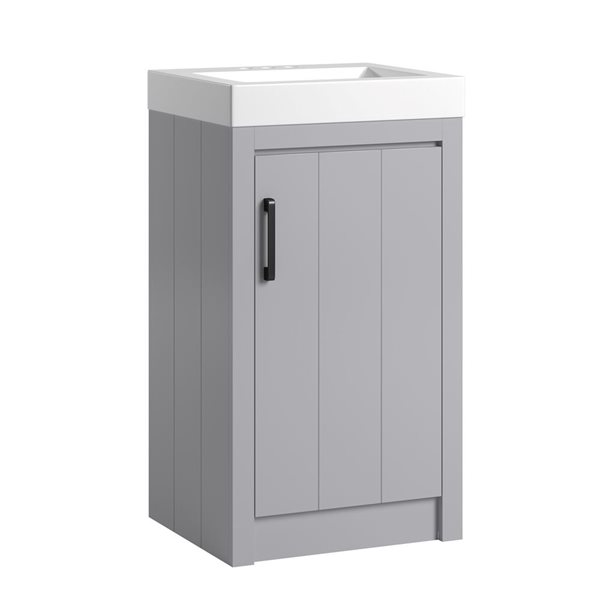 Craft + Main Baxwell 20-in Grey Bathroom Vanity w/ 1 Integrated Marble Sink and Slow Close Door