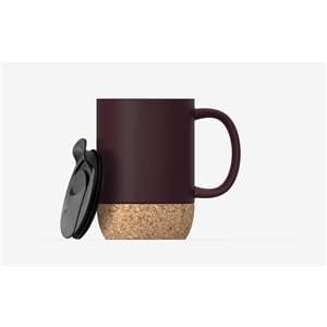 Tasse en acier inoxydable isotherme Asobu Cork oz liq bourgogne avec dessous de verre en liège intégré