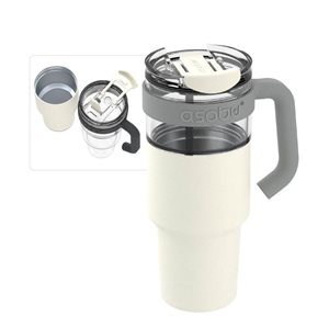Tasse de voyage Asobu Explorer en acier inoxydable blanc de 34 oz liq avec gobelet isolant détachable