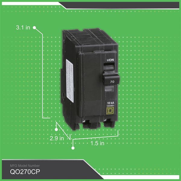 Square D 120/240 V 70 A 2-Pole Miniature Circuit Breaker