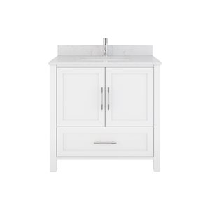 Meuble-lavabo simple 36 po Banff par Spa Bathe à tiroir divisé, blanc