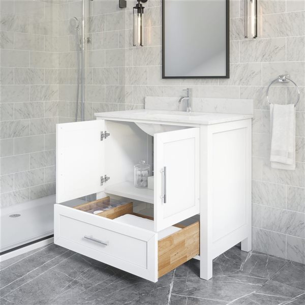 Spa Bathe Banff 36-in Single Vanity with Drawer Organizer - White