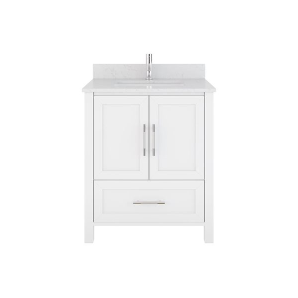 Meuble-lavabo simple 30 po Banff par Spa Bathe à tiroir divisé, blanc