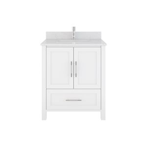 Meuble-lavabo simple 30 po Banff par Spa Bathe à tiroir divisé, blanc