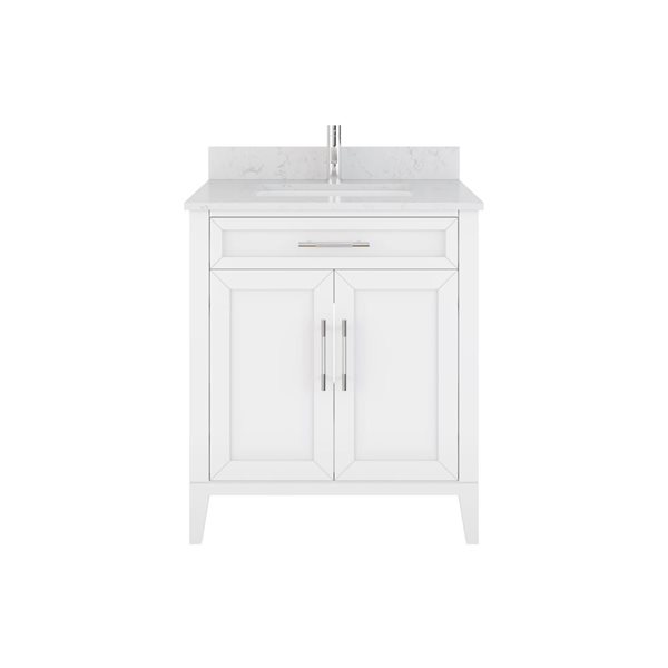 Meuble-lavabo simple 30 po Jackson par Spa Bathe à tiroir divisé, blanc