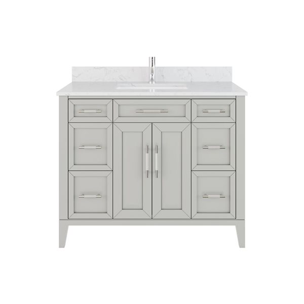 Spa Bathe Jackson 42-in Single Vanity with Drawer Organizer - Warm Grey