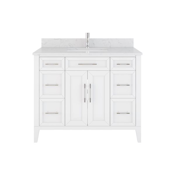 Spa Bathe Jackson 42-in Single Vanity with Drawer Organizer - White