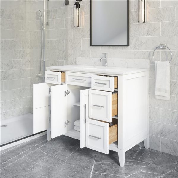 Spa Bathe Jackson 42-in Single Vanity with Drawer Organizer - White