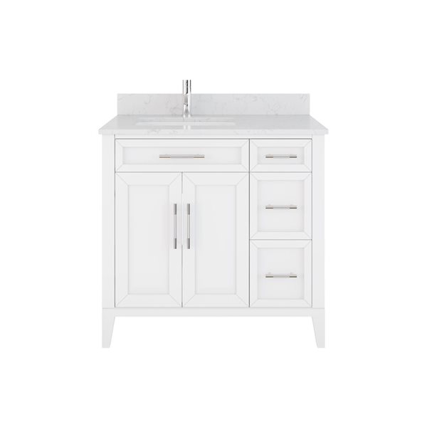 Meuble-lavabo simple 36 po Jackson par Spa Bathe à tiroir divisé, blanc