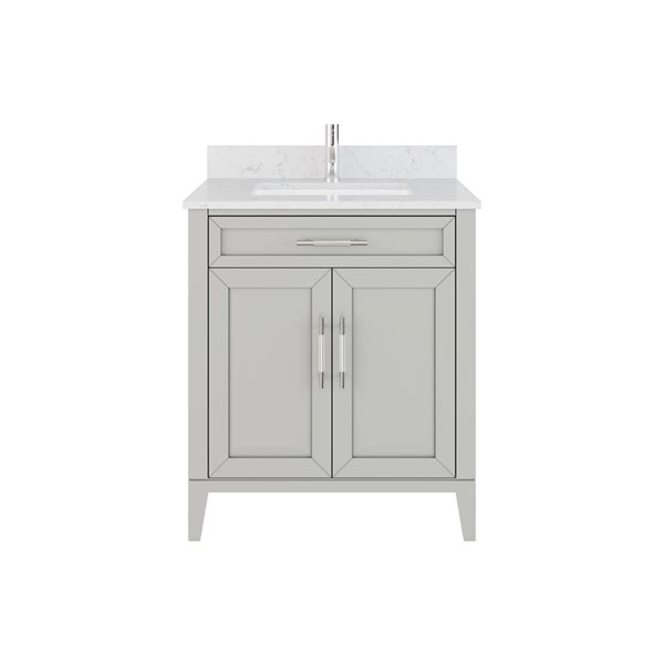 Meuble-lavabo simple 30 po Jackson par Spa Bathe à tiroir divisé, gris chaud