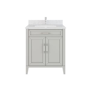 Meuble-lavabo simple 30 po Jackson par Spa Bathe à tiroir divisé, gris chaud