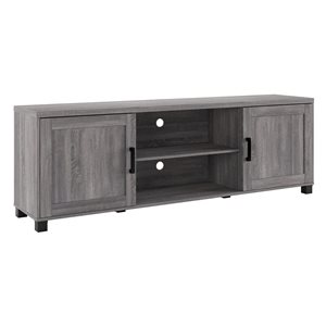 Meuble télé 2 portes 2 tablettes Virlomi CorLiving 16 p. x 71 po l. bois d'ingénierie gris, téléviseur 85 po et moins