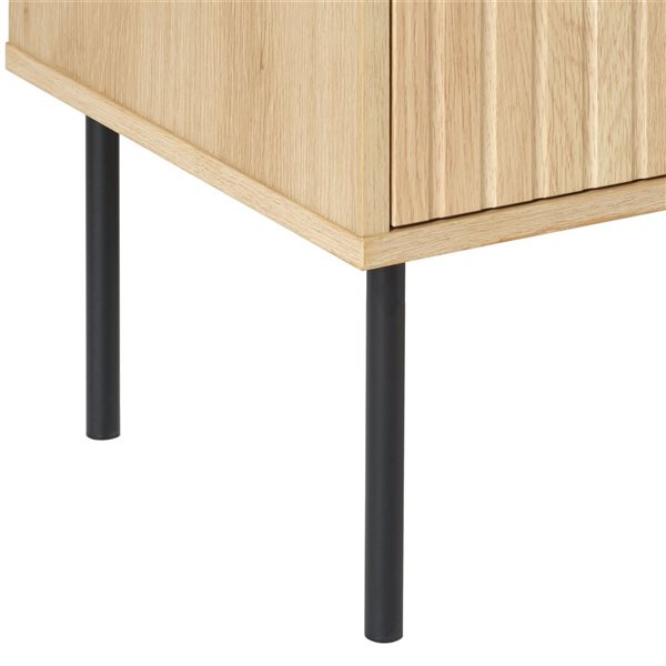 Brentwood Valley Designs Alexander Light Brown Fluted Engineered Wood Sideboard w/ Black Metal Legs