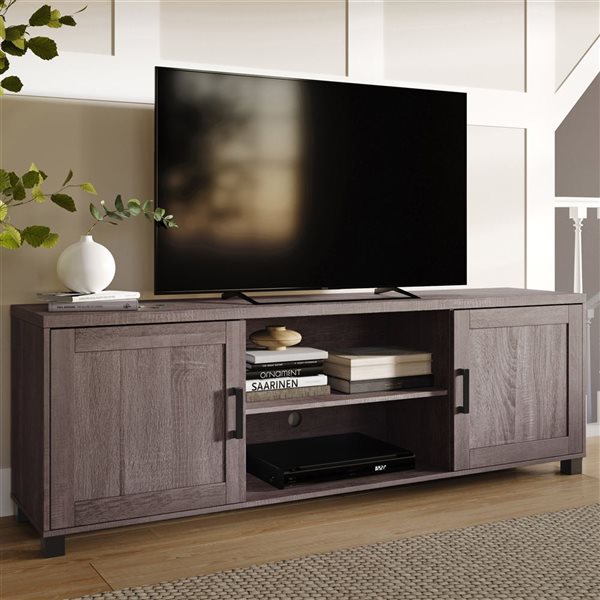 CorLiving Virlomi 16 D x 71-in W Brown Engineered Wood TV Stand for TVs up to 85-in