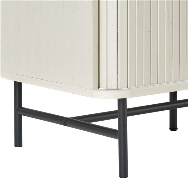 Brentwood Valley Designs Riko White Fluted Engineered Wood Sideboard w/ Black Metal Legs