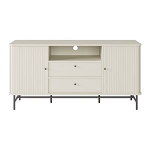 Buffet Riko de Brentwood Valley Designs bois d'ingénierie cannelé blanc avec pieds en métal noir