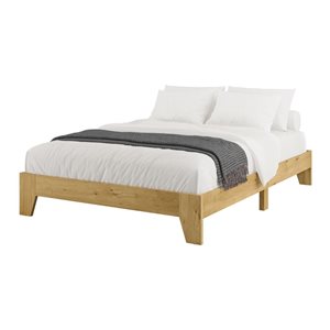 Cadre de lit plateforme double Miyu de Brentwood Valley Designs bois d'ingénierie brun pâle