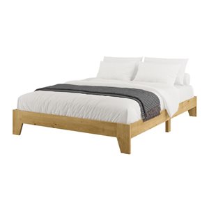 Cadre de lit plateforme grand lit Miyu de Brentwood Valley Designs bois d'ingénierie brun pâle