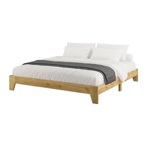 Cadre de lit plateforme très grand lit Miyu de Brentwood Valley Designs bois d'ingénierie brun pâle