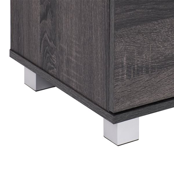 CorLiving Hollywood 24 W x 16 D x 44-in H Dark Grey Engineered Wood Media Storage Cabinet w/ Door and Shelves