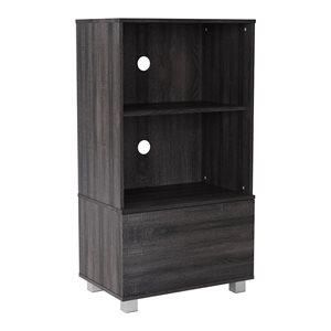 CorLiving Hollywood 24 W x 16 D x 44-in H Dark Grey Engineered Wood Media Storage Cabinet w/ Door and Shelves