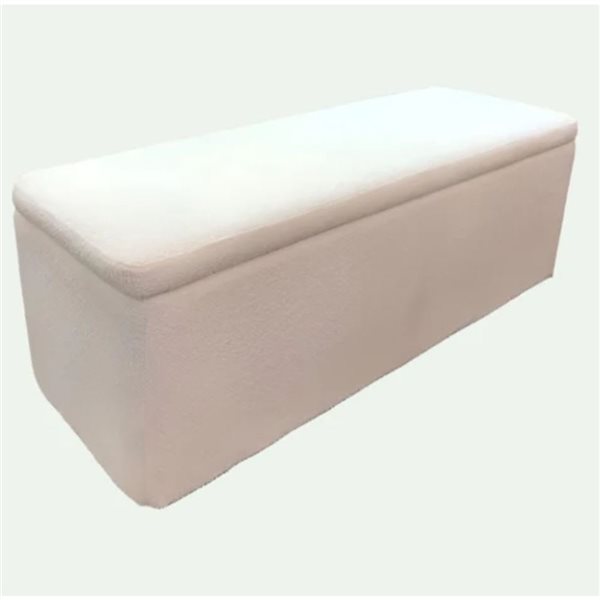 Plata Import Pacha II White Boucle Fabric Storage  Bench